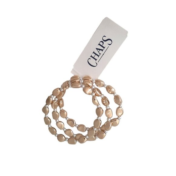 Chaps Triple Strand Gold Beaded Bracelet - Picture 1 of 3
